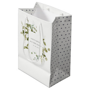 Elegant Botanical Leafy Foliage Watercolor Wedding Medium Gift Bag