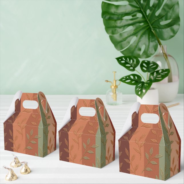 Elegant Botanical Leaves Earth Tone Pattern Favor Box (Multiple)