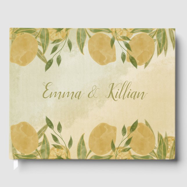 Elegant Botanical Lemon Greenery    Guest Book (Front)
