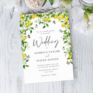 Elegant Botanical Lemon Wedding Invitation