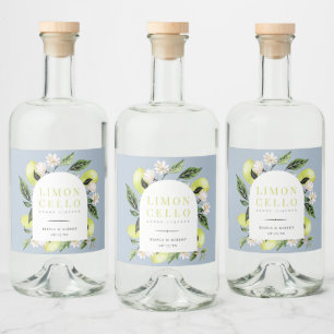 Elegant Botanical Lemons Frame Limoncello Liquor Bottle Label