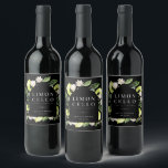 Elegant Botanical Lemons Frame Limoncello Wine Lab Wine Label<br><div class="desc">Elegant watercolor botanical lemons,  leaves and blossoms arch frame,  limoncello beverage label in classic black colour. Template lines for your names and event date.</div>