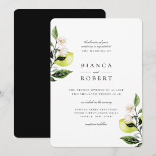 Elegant Botanical Lemons Wedding Invitation
