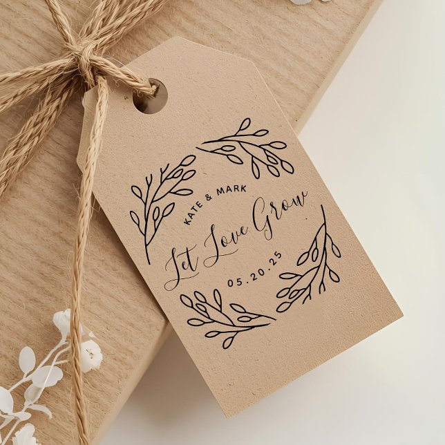 Elegant Botanical Let Love Grow Wedding Favour Rubber Stamp (Creator Uploaded)