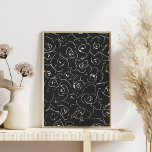 Elegant Botanical Line Drawing Pattern Black White Poster<br><div class="desc">A simple modern botanical design of a sophisticated floral line art drawing pattern in black and white. Just click customize to add additional text or pictures. Contact me with any questions or requests.</div>