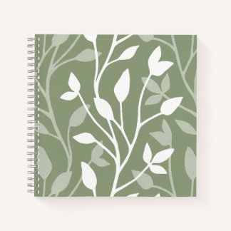 Elegant Botanical Minimal Silhouette on Sage Green Notebook