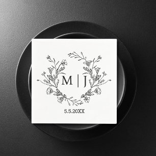 elegant botanical modern script wedding stylish napkin