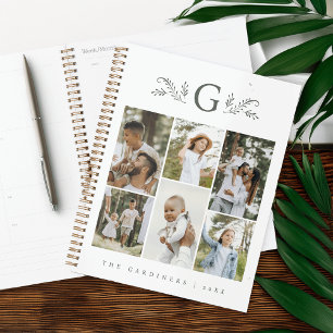 Elegant Botanical Monogram 6 Photo Collage Planner