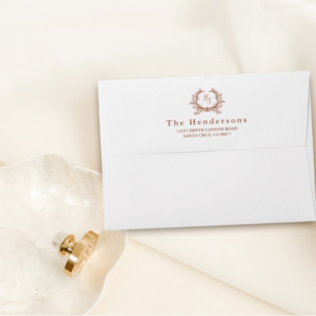 Elegant Botanical Monogram Crest  Envelope (Creator Uploaded)