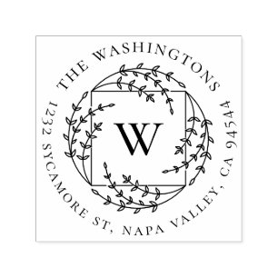 Elegant Botanical Monogram   Family Return Address Self-inking Stamp