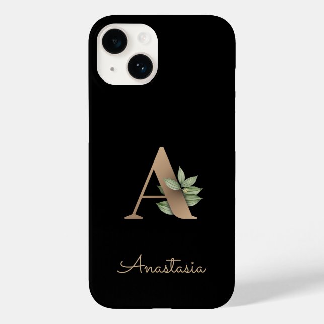 Elegant Botanical Monogram Gold Letter A Case-Mate iPhone Case (Back)