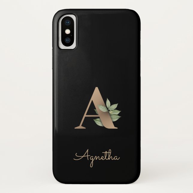 Elegant Botanical Monogram Gold Letter A Case-Mate iPhone Case (Back)