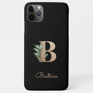 Elegant Botanical Monogram Gold Letter B iPhone 11 Pro Max Case