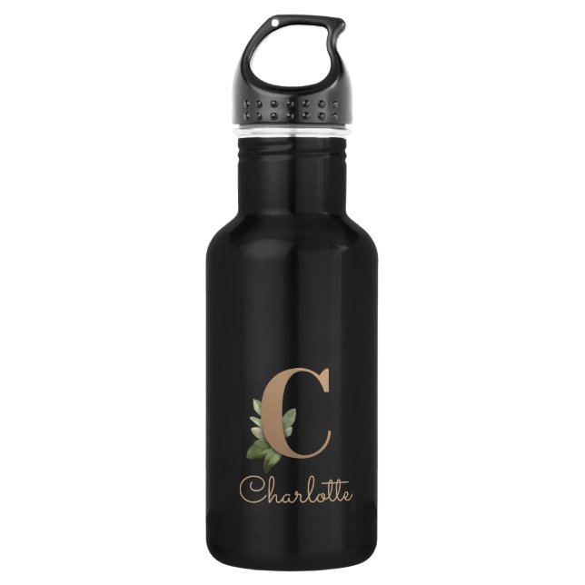 Elegant Botanical Monogram Gold Letter C  532 Ml Water Bottle (Front)