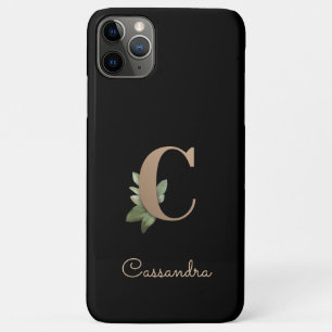 Elegant Botanical Monogram Gold Letter C iPhone 11 Pro Max Case