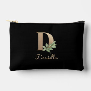 Elegant Botanical Monogram Gold Letter D Accessory Pouch