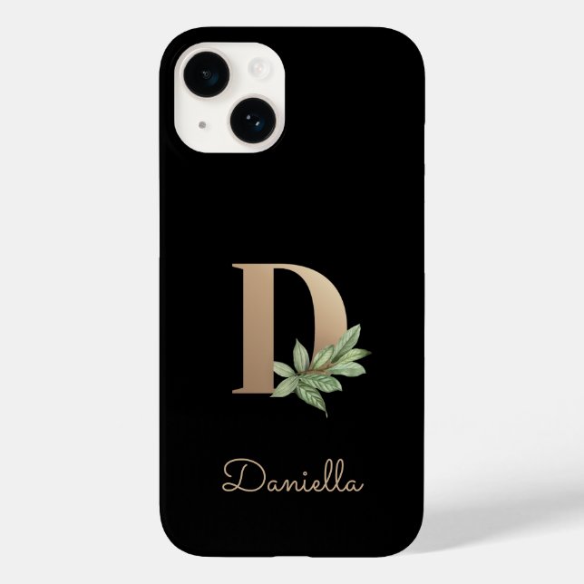 Elegant Botanical Monogram Gold Letter D Case-Mate iPhone Case (Back)