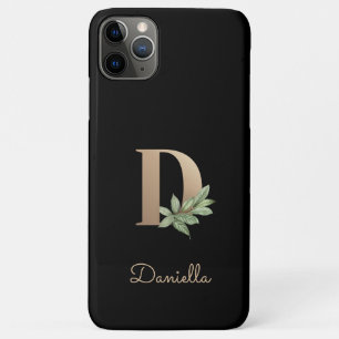 Elegant Botanical Monogram Gold Letter D iPhone 11 Pro Max Case