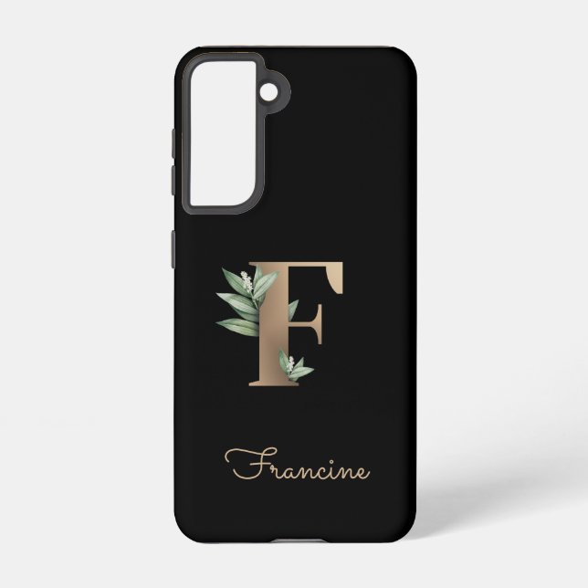 Elegant Botanical Monogram Gold Letter F Samsung Galaxy S21 Case (Back)