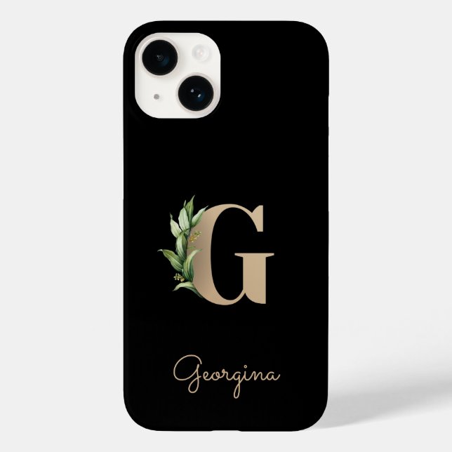 Elegant Botanical Monogram Gold Letter G Case-Mate iPhone Case (Back)