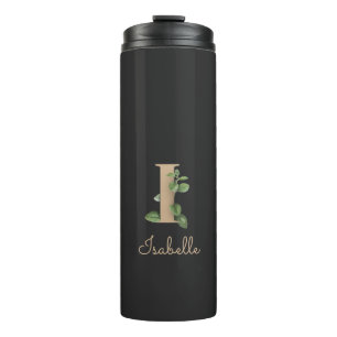 Elegant Botanical Monogram Gold Letter I  Thermal Tumbler