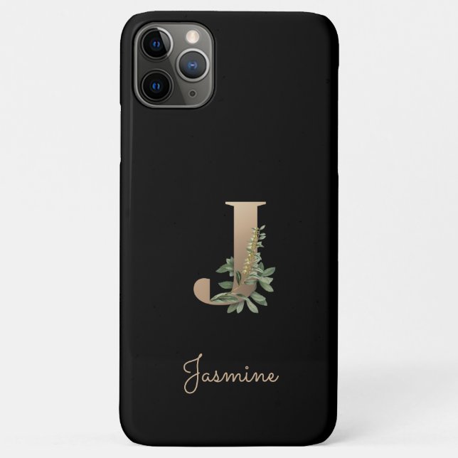 Elegant Botanical Monogram Gold Letter J Case-Mate iPhone Case (Back)