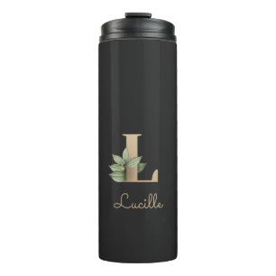 Elegant Botanical Monogram Gold Letter L Thermal Tumbler