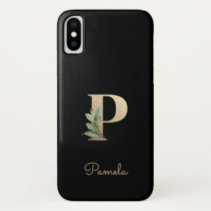 Elegant Botanical Monogram Gold Letter P Case-Mate iPhone Case