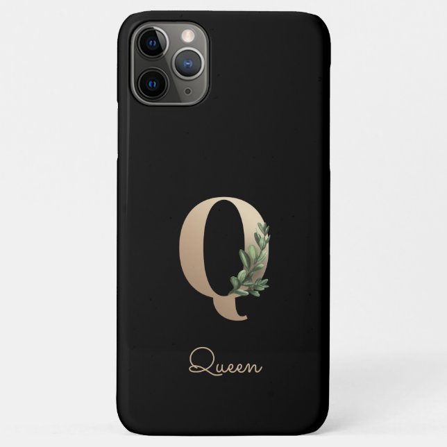 Elegant Botanical Monogram Gold Letter Q Case-Mate iPhone Case (Back)