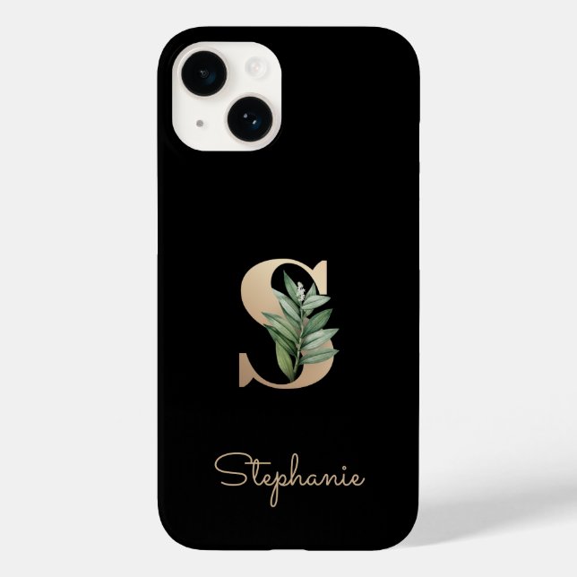 Elegant Botanical Monogram Gold Letter S Case-Mate iPhone Case (Back)