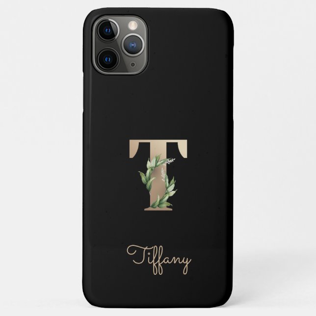 Elegant Botanical Monogram Gold Letter T Case-Mate iPhone Case (Back)