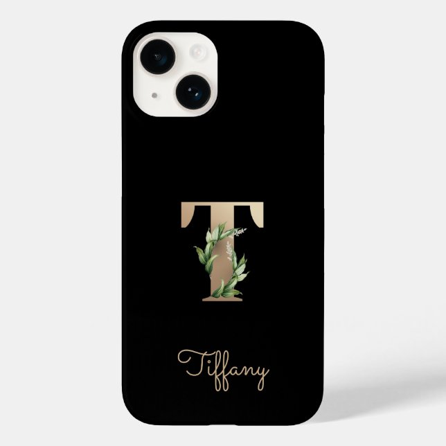 Elegant Botanical Monogram Gold Letter T Case-Mate iPhone Case (Back)