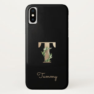 Elegant Botanical Monogram Gold Letter T Case-Mate iPhone Case