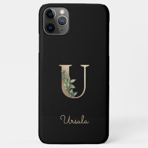 Elegant Botanical Monogram Gold Letter U iPhone 11 Pro Max Case