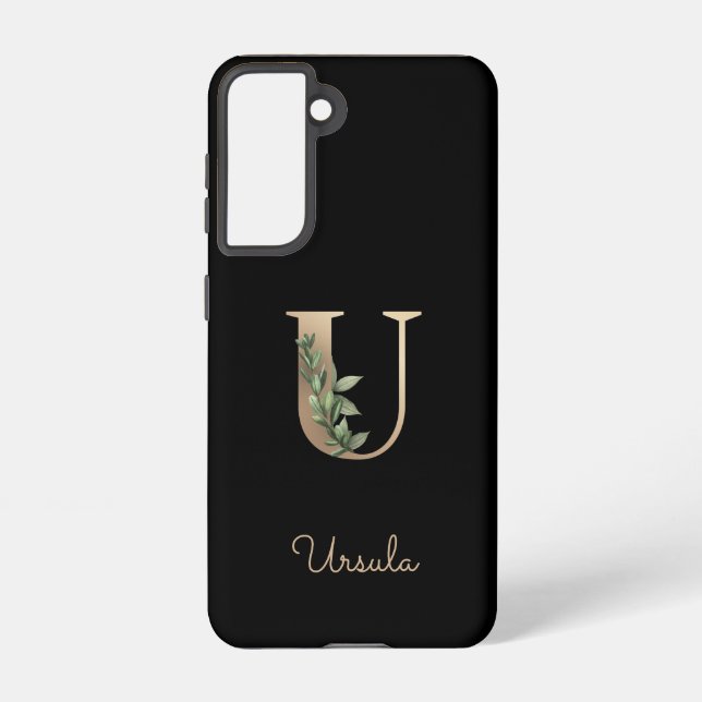 Elegant Botanical Monogram Gold Letter U Samsung Galaxy S21 Case (Back)