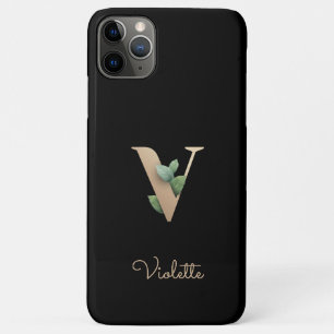 Elegant Botanical Monogram Gold Letter V iPhone 11 Pro Max Case