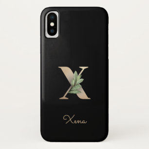 Elegant Botanical Monogram Gold Letter X Case-Mate iPhone Case