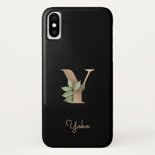 Elegant Botanical Monogram Gold Letter Y Case-Mate iPhone Case