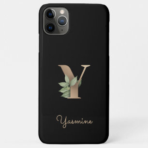 Elegant Botanical Monogram Gold Letter Y iPhone 11 Pro Max Case