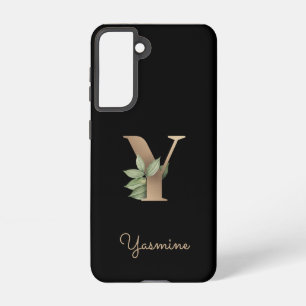Elegant Botanical Monogram Gold Letter Y Samsung Galaxy Case