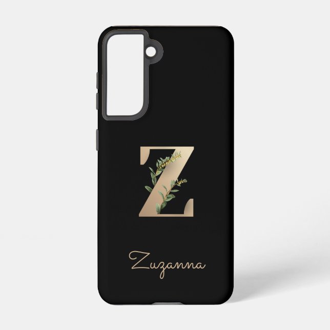 Elegant Botanical Monogram Gold Letter Z Samsung Galaxy S21 Case (Back)