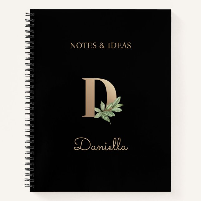 Elegant Botanical Monogram Letter D  Notebook (Front)