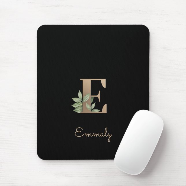 Elegant Botanical Monogram Letter E  Mouse Pad (With Mouse)