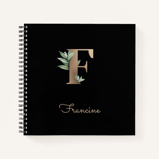 Elegant Botanical Monogram Letter F  Notebook (Front)