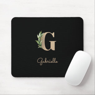 Elegant Botanical Monogram Letter G  Mouse Pad