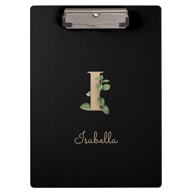 Elegant Botanical Monogram Letter I  Clipboard (Front)