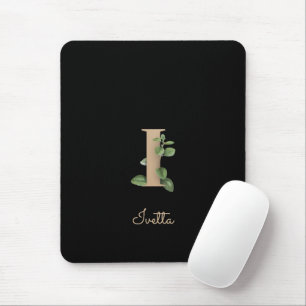 Elegant Botanical Monogram Letter I  Mouse Pad