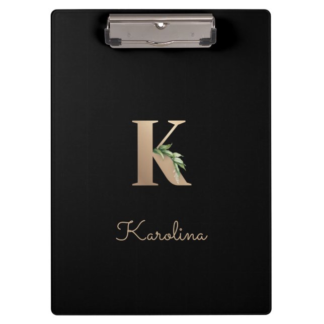 Elegant Botanical Monogram Letter K  Clipboard (Front)