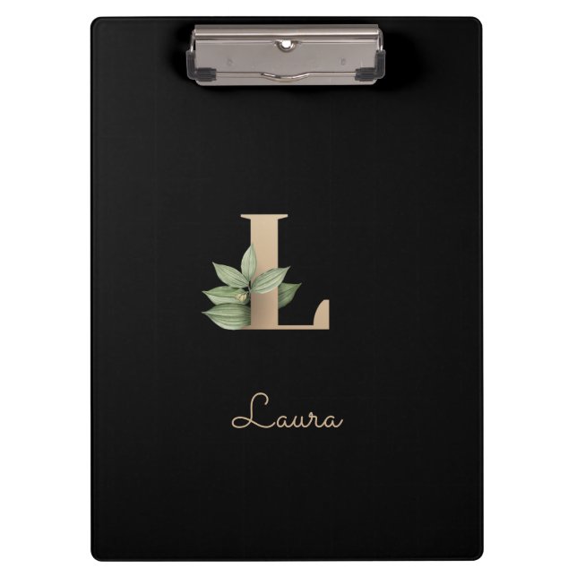 Elegant Botanical Monogram Letter L  Clipboard (Front)