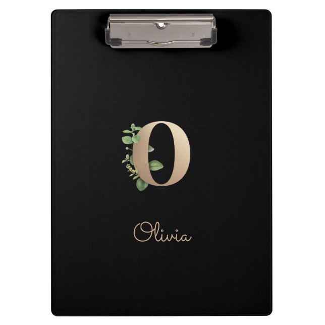 Elegant Botanical Monogram Letter O  Clipboard (Front)